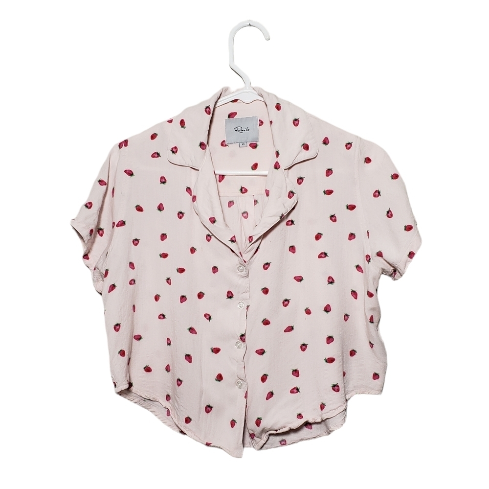 RAILS short sleeve button up crop top in Blush Strawberry size‎ XS
